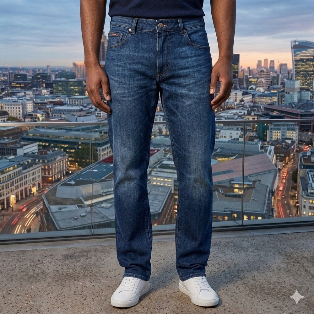 New Hugo BOSS Maine Candiani Denim Jeans Men 32/30 Blue Italian Stretch Medium